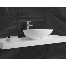 Designer SHELL SlimLine White SOLID SURFACE STONE Vanity Sink Basin Bowl
