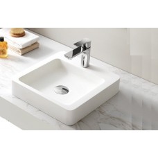 GRANDY White Bathroom Square SOLID SURFACE STONE Vanity Sink Basin Bowl