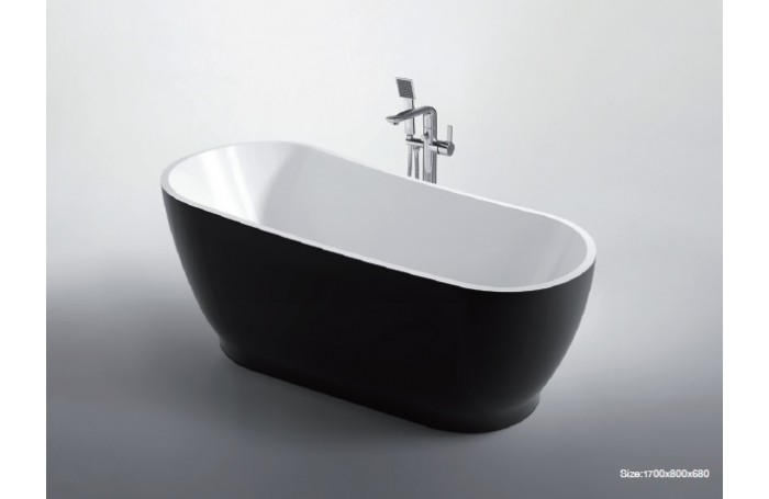 BLACK INGOT Thin Edge Bathroom Freestanding Acrylic Slim BathTub 1700MM