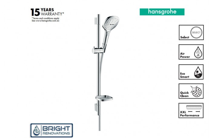 Hansgrohe Raindance Select E Shower Set 120 3jet EcoSmart With Shower Bar 65 cm and Soap Dish