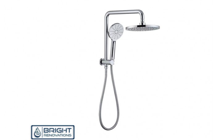 Warneet Compact Bathroom Round Shower Set Combo with Overhead & Handheld_New 