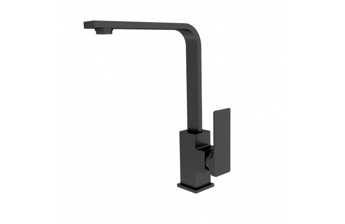 Cooby Wide Matte Black Square Swivel Kitchen Laundry Sink Flick Mixer Tap