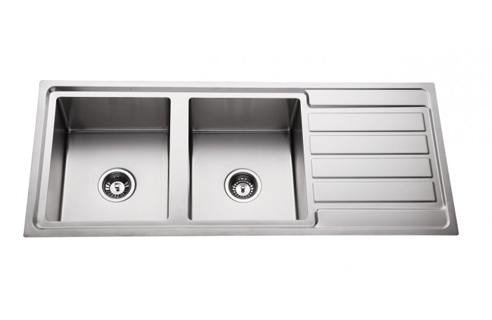 COOPER Quality Cube Square Kitchen Sink Double Bowl with Drainer 1180X480X215