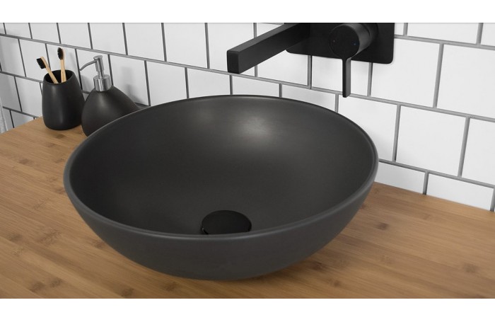 SUMMERSET Satin Matte Black SlimLine Bathroom Round Vanity Sink Basin Bowl