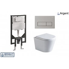 Argent Vista Wall Hung Package With Cistern & Flush Plate in Brushed Nickel