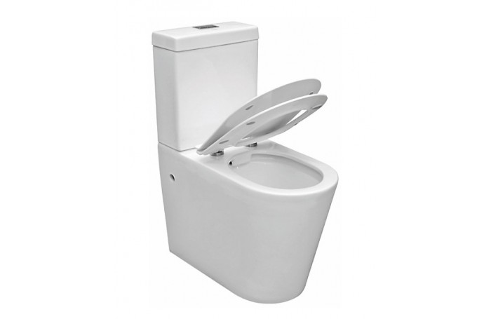 Elevated BONDI Rimless Ceramic Wall Faced Toilet Soft Close Seat & Power Flush