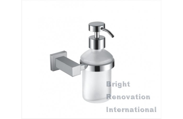 STREAM Square Bathroom Accessory Brass Chrome Glass Soap Dispenser