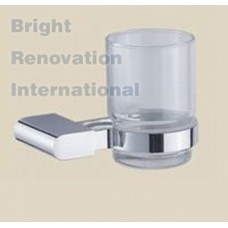 OBLATE Bathroom Accessory Brass Chrome Glass Single Tumbler Toothbrush Holder