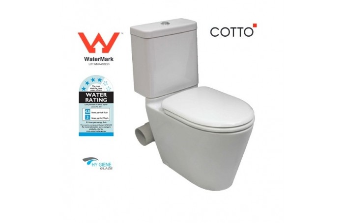 Wels Bathroom COTTO Close Coupled Skew Pan Toilet Suite Skew, LEFT OR RIGHT SKEW