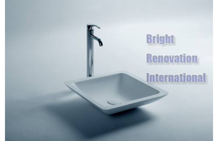 COMO White Bathroom Square Slim STONE Vanity Sink Basin Bowl 