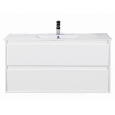 REVO Bathroom White Double Drawer Hidden Handles Vanity 900MM