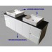 GLEN Bathroom White Cabinet Stone Top Double Above Counter Basin 1500MM